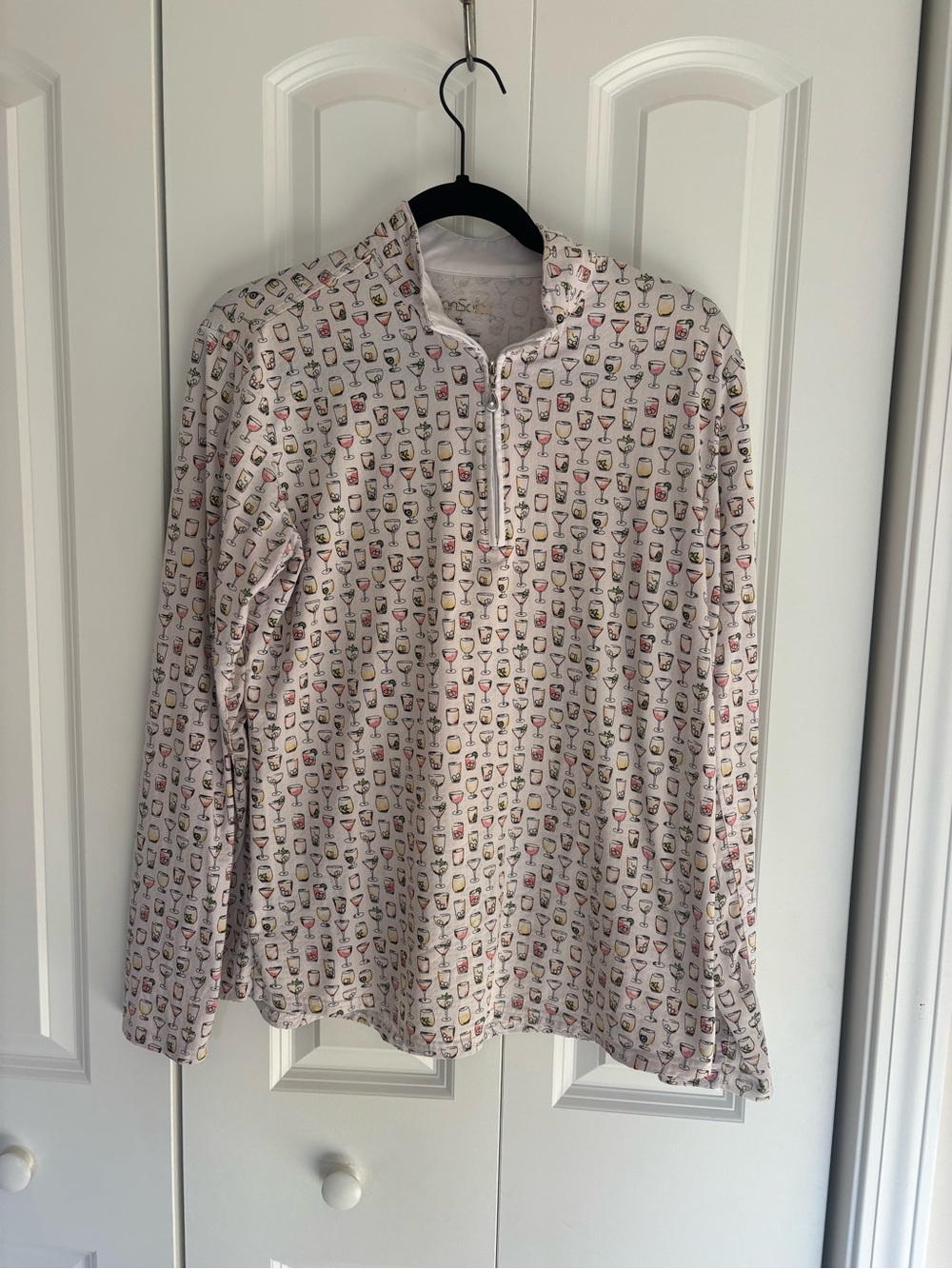 SanSoleil Women’s XL Cocktail Martini Print Golf Top UV 50 Cooling 1/4 Zip